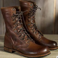 Cosima | Stivali da donna in pelle marrone con lacci