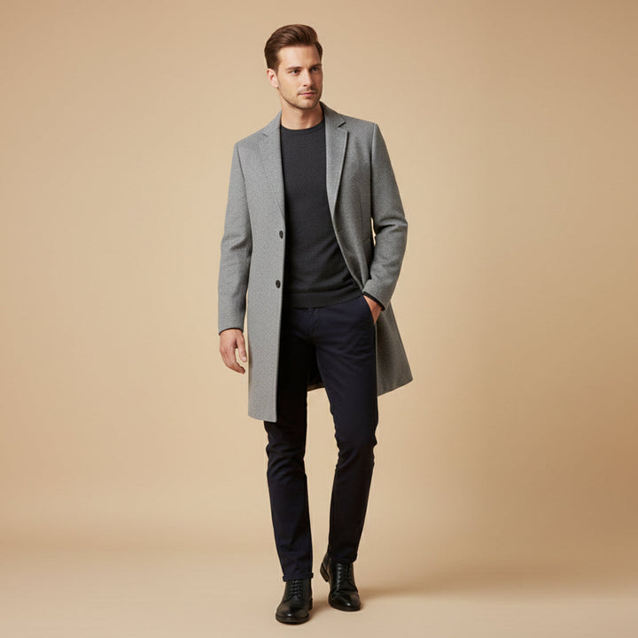 Quirin | Herren Eleganter Langer Wintermantel mit Knopfen