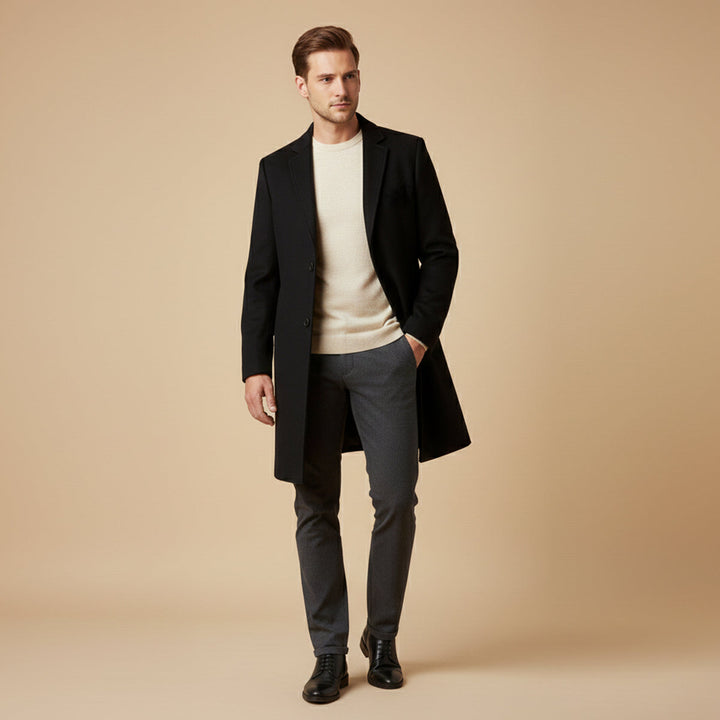 Quirin | Herren Eleganter Langer Wintermantel mit Knopfen