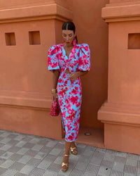 Elena | Abito elegante da donna con motivo floreale per invitata a matrimonio