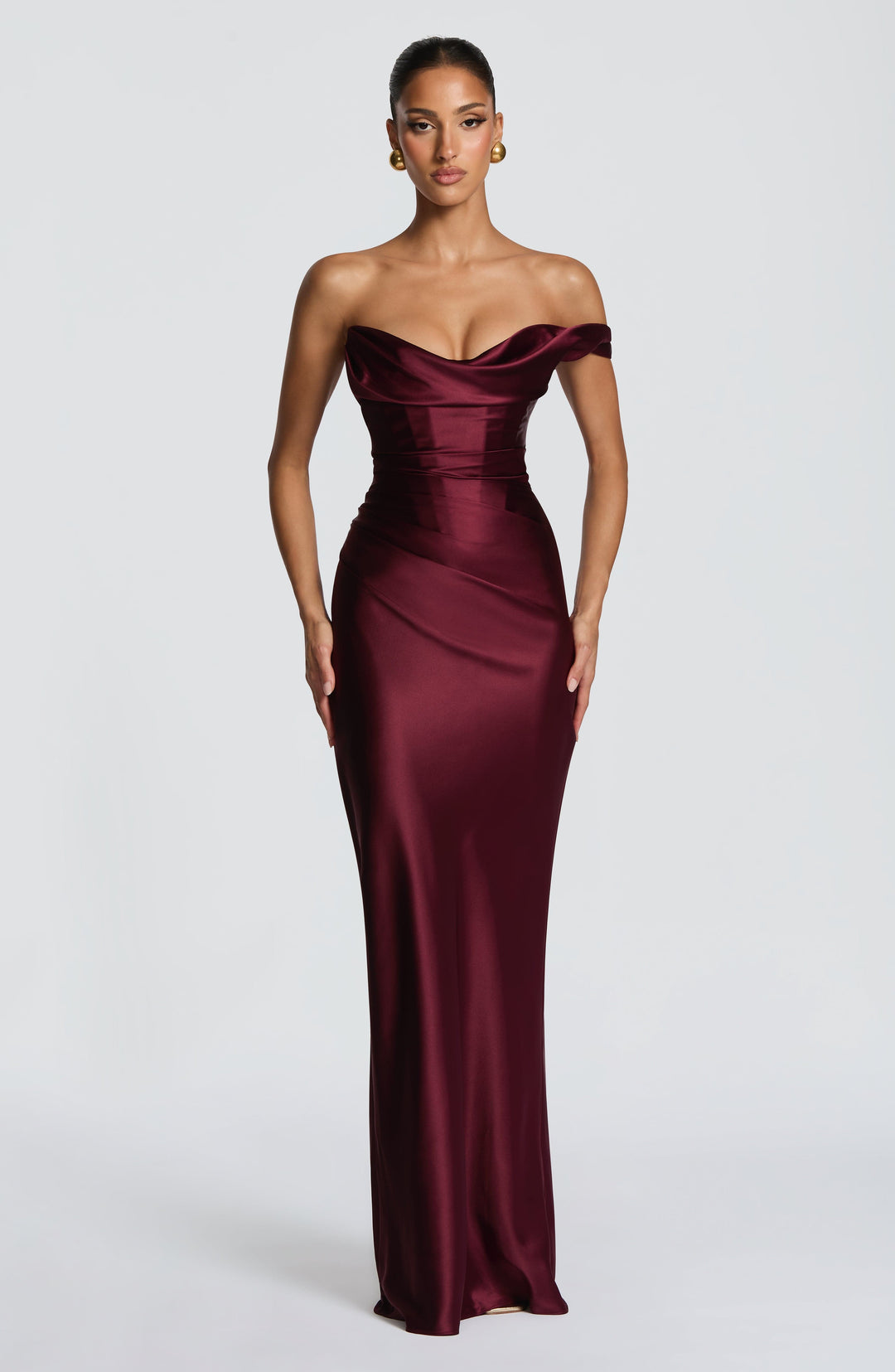 Margrit | Robe de soirée satinée élégante à une épaule pour femme
