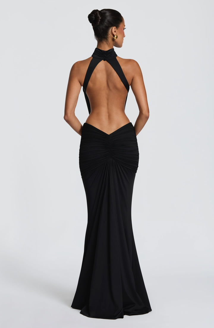 Sonja| Robe de soirée élégante à nouer autour du cou avec dos nu pour femmes  