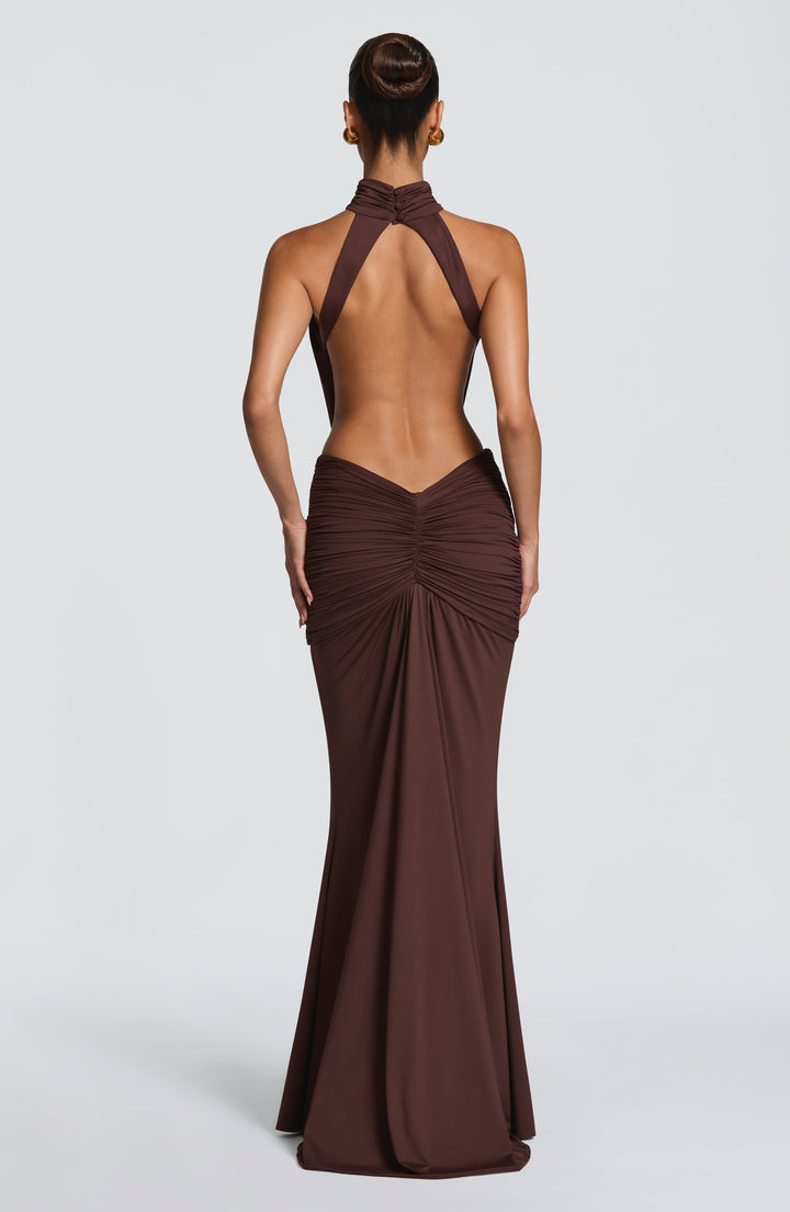 Sonja| Robe de soirée élégante à nouer autour du cou avec dos nu pour femmes  
