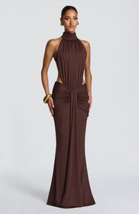 Sonja| Robe de soirée élégante à nouer autour du cou avec dos nu pour femmes  