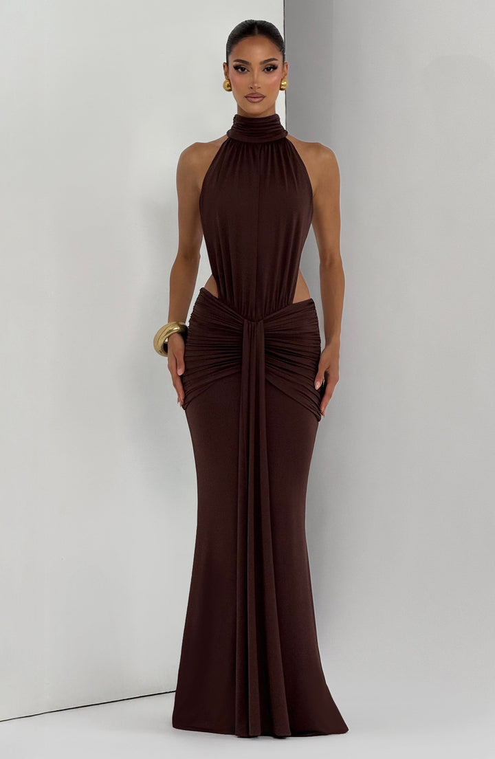 Sonja| Robe de soirée élégante à nouer autour du cou avec dos nu pour femmes  