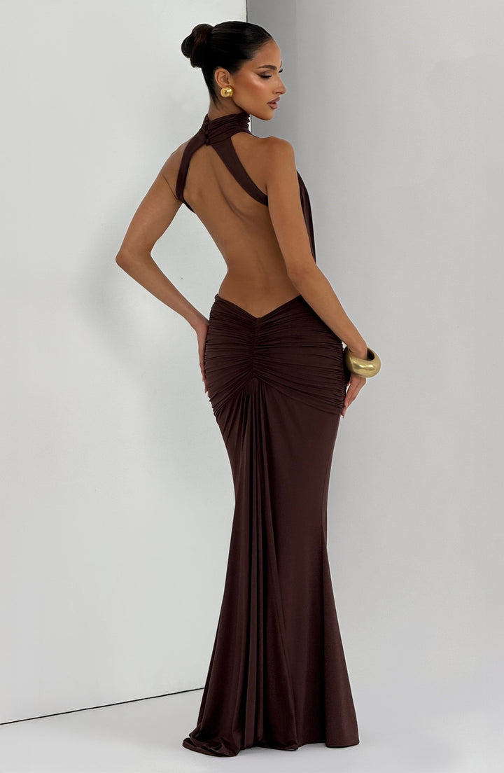 Sonja| Robe de soirée élégante à nouer autour du cou avec dos nu pour femmes  