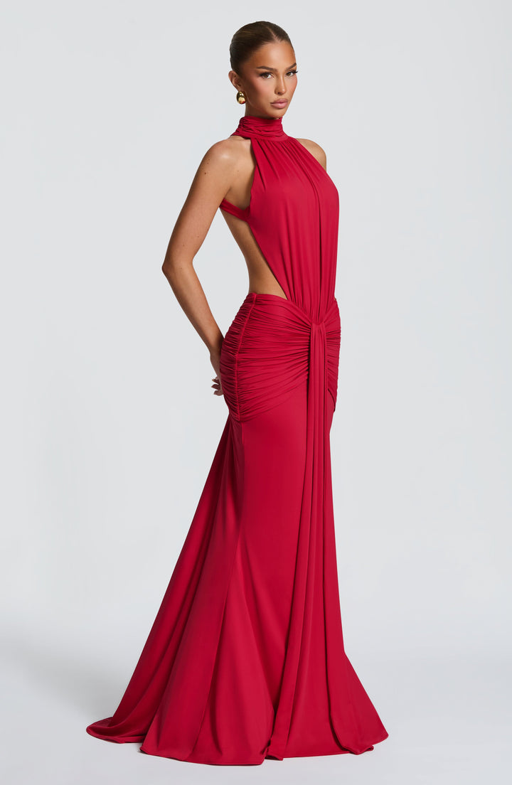 Sonja| Robe de soirée élégante à nouer autour du cou avec dos nu pour femmes  