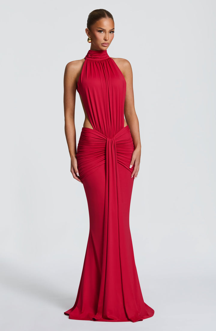 Sonja| Robe de soirée élégante à nouer autour du cou avec dos nu pour femmes  