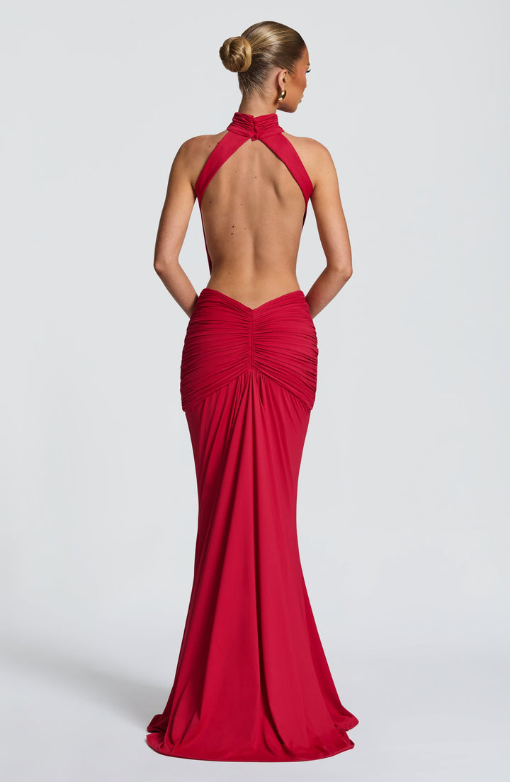 Sonja| Robe de soirée élégante à nouer autour du cou avec dos nu pour femmes  