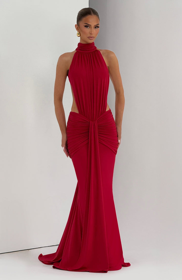 Sonja| Robe de soirée élégante à nouer autour du cou avec dos nu pour femmes  
