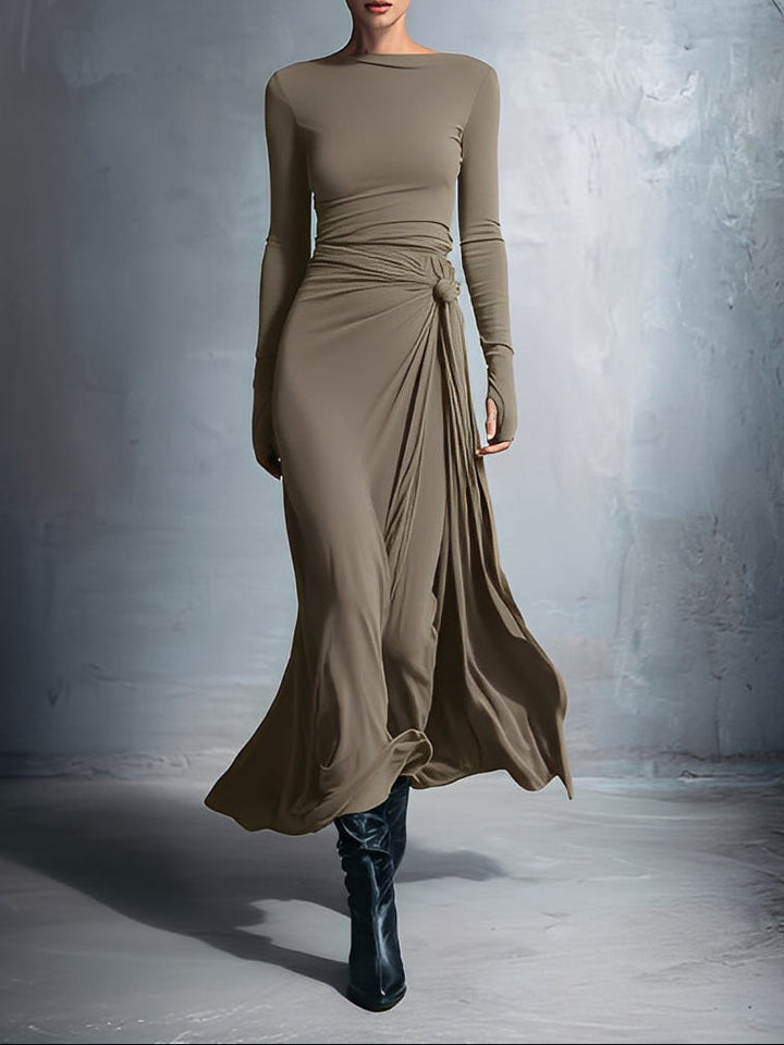 Laura | Abito lungo elegante da donna a maniche lunghe drappeggiato