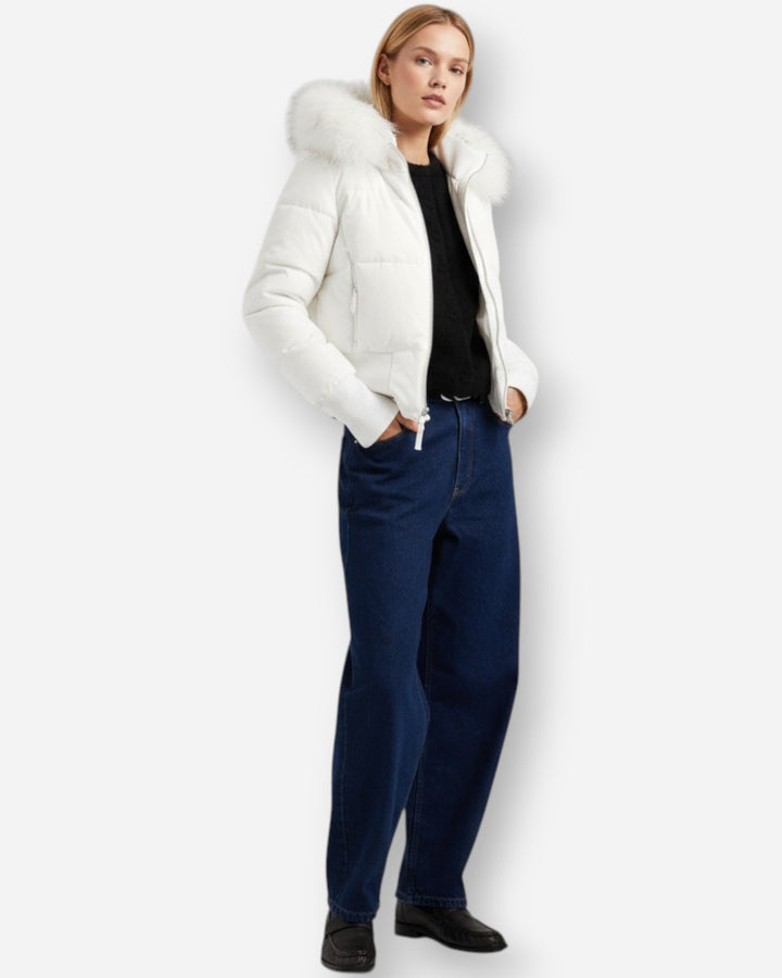 Eliane | Damen Winter Gesteppte Jacke mit Kunstfellkragen