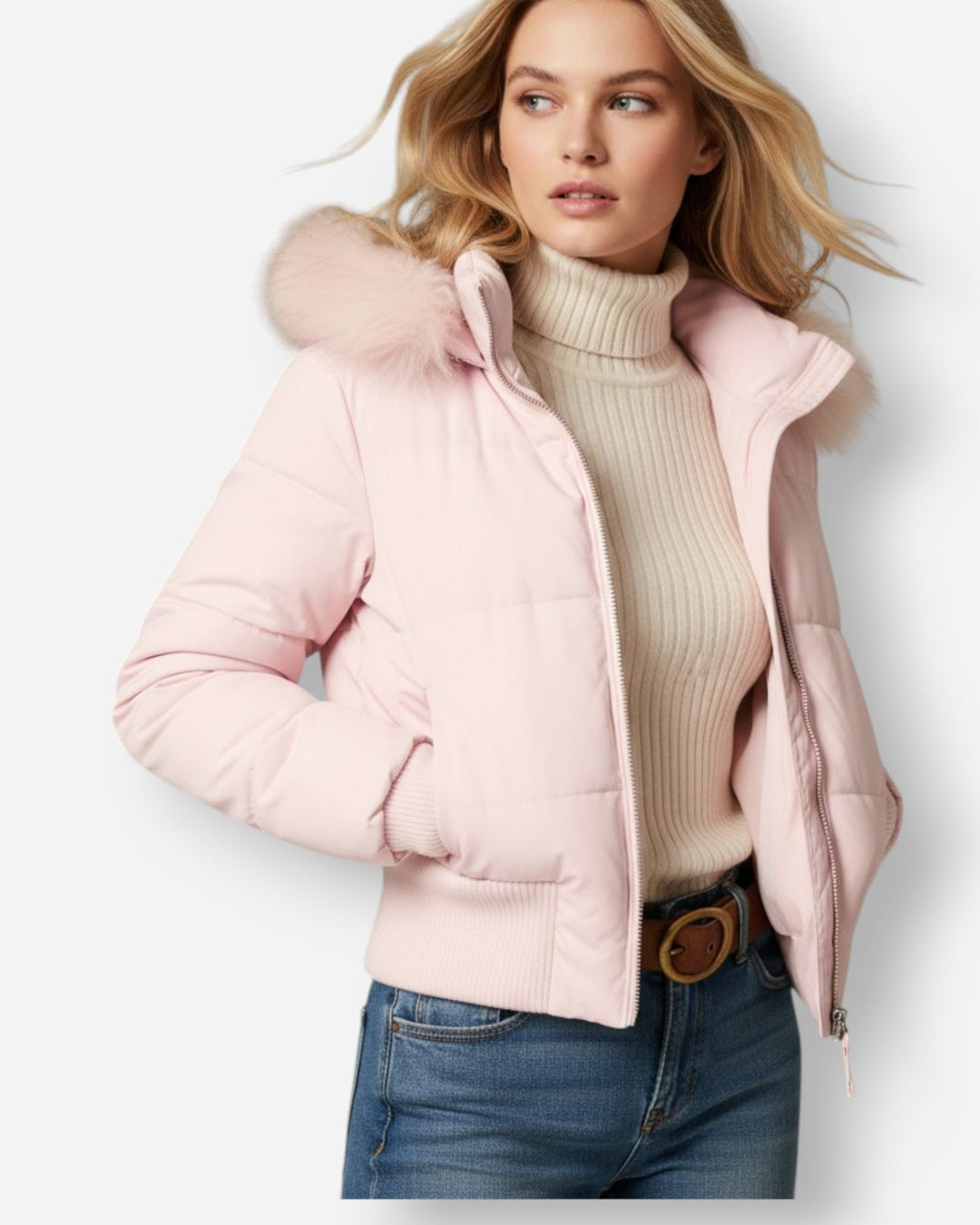 Eliane | Damen Winter Gesteppte Jacke mit Kunstfellkragen