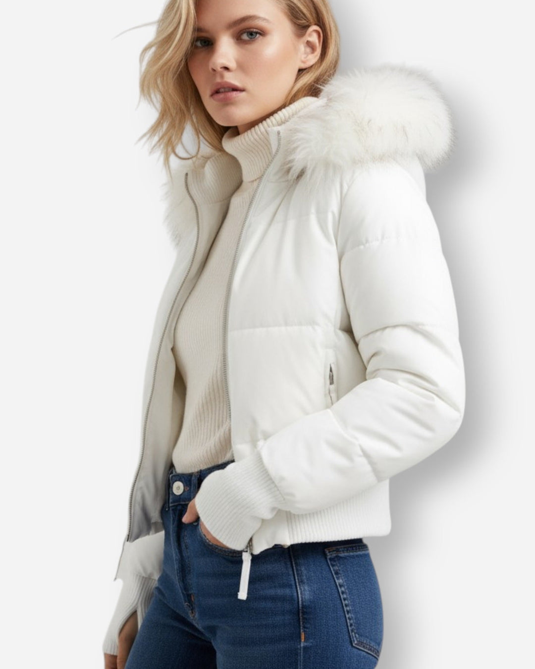 Eliane | Damen Winter Gesteppte Jacke mit Kunstfellkragen
