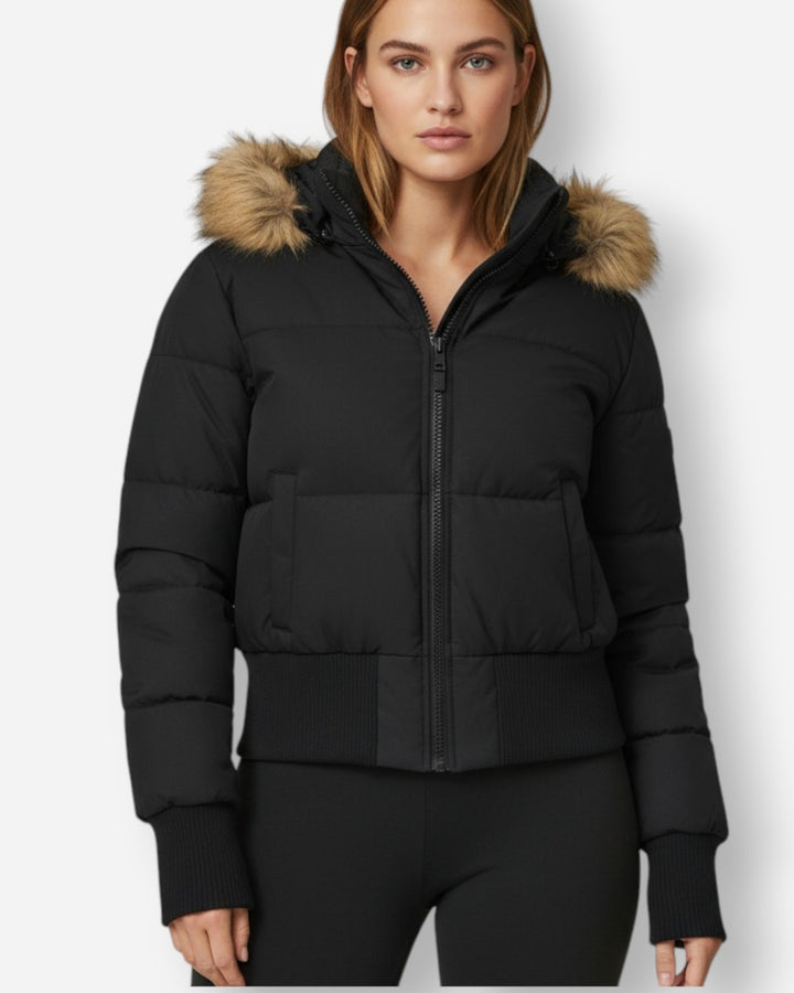 Eliane | Damen Winter Gesteppte Jacke mit Kunstfellkragen