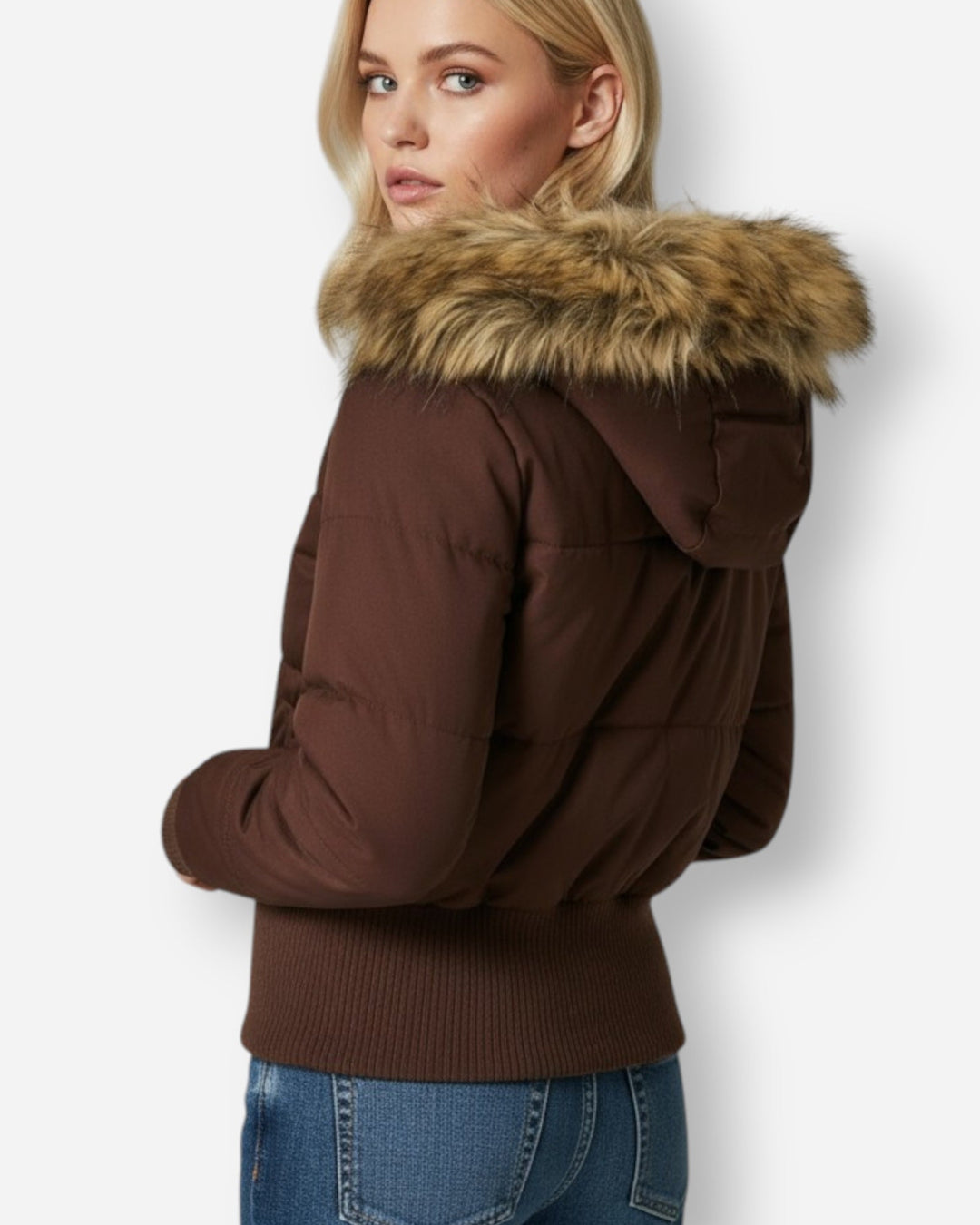 Eliane | Damen Winter Gesteppte Jacke mit Kunstfellkragen
