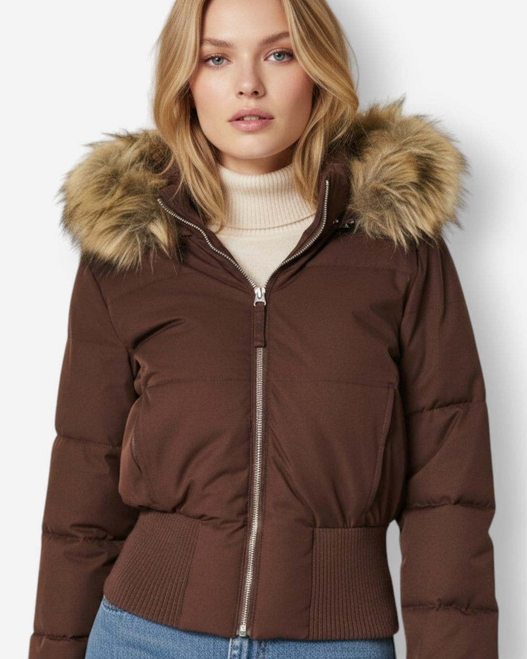 Eliane | Damen Winter Gesteppte Jacke mit Kunstfellkragen