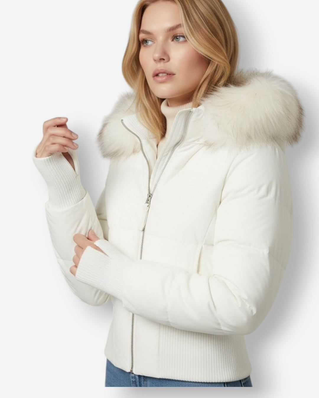 Eliane | Damen Winter Gesteppte Jacke mit Kunstfellkragen