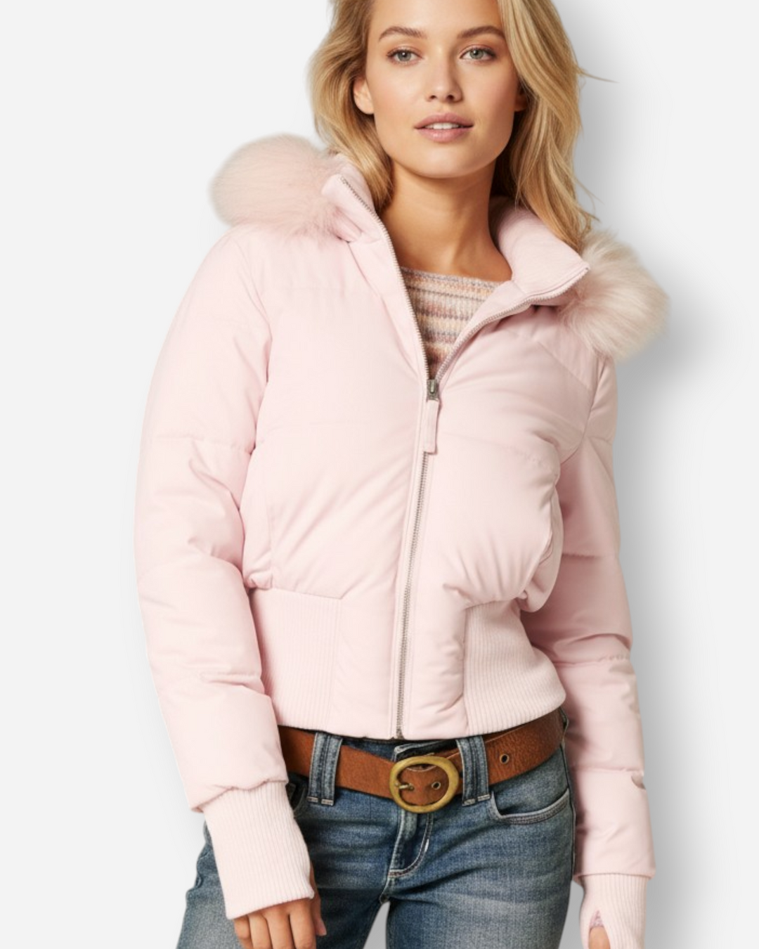 Eliane | Damen Winter Gesteppte Jacke mit Kunstfellkragen