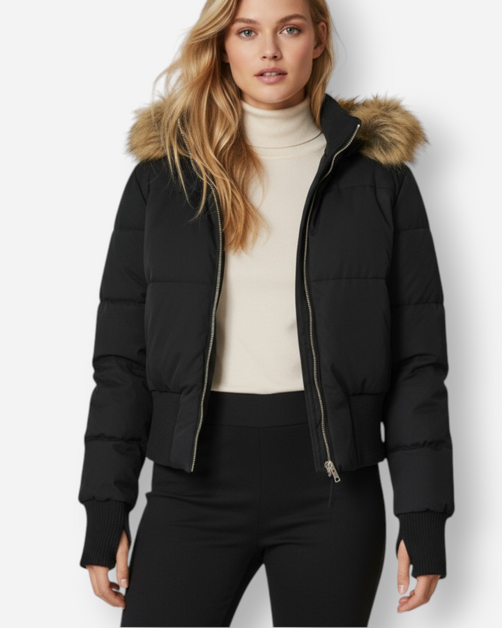Eliane | Damen Winter Gesteppte Jacke mit Kunstfellkragen