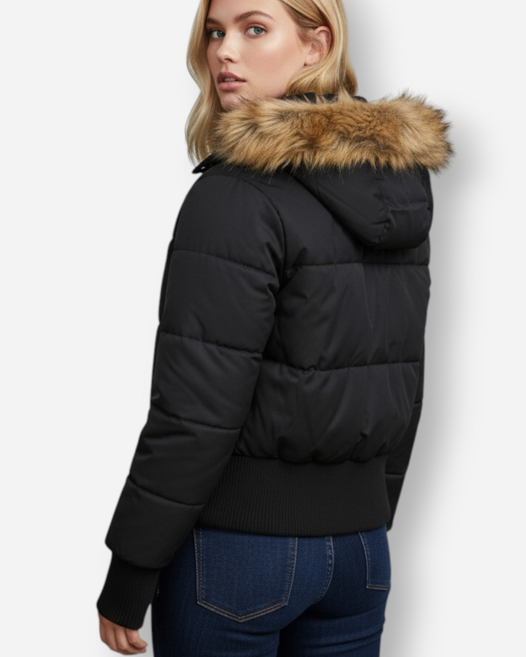 Eliane | Damen Winter Gesteppte Jacke mit Kunstfellkragen