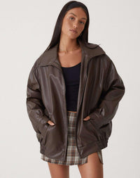 Vera | Damen Vintage Leder Oversized Jacke